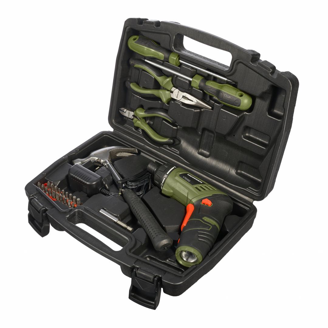 Pachet Surubelnita pe acumulator Heinner VTE002, 3.6 V Li-Ion, 1300 mAh, 4.5 Nm, 20 biti, adaptor + 5 scule de mana