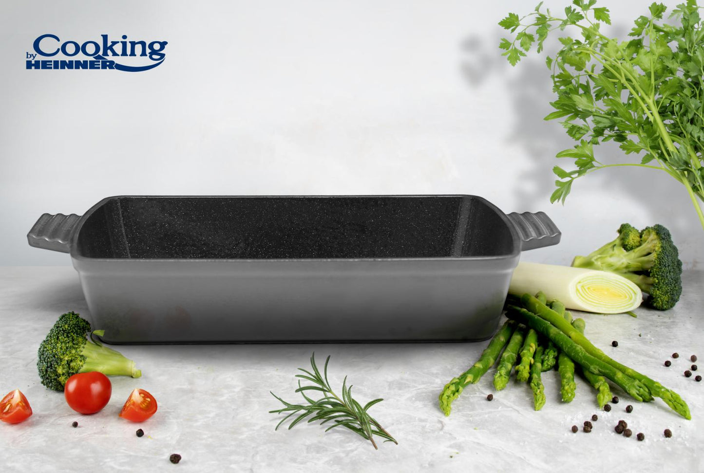Tava Cooking by Heinner Marble Grey, fonta emailata, 33x23x7 cm