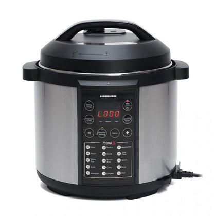 Multicooker cu gatire sub presiune Heinner HPCK-6IX, 3.8 L, 15 programe, vas antiadeziv detasabil, presiune reglabila, timer, display led, inox