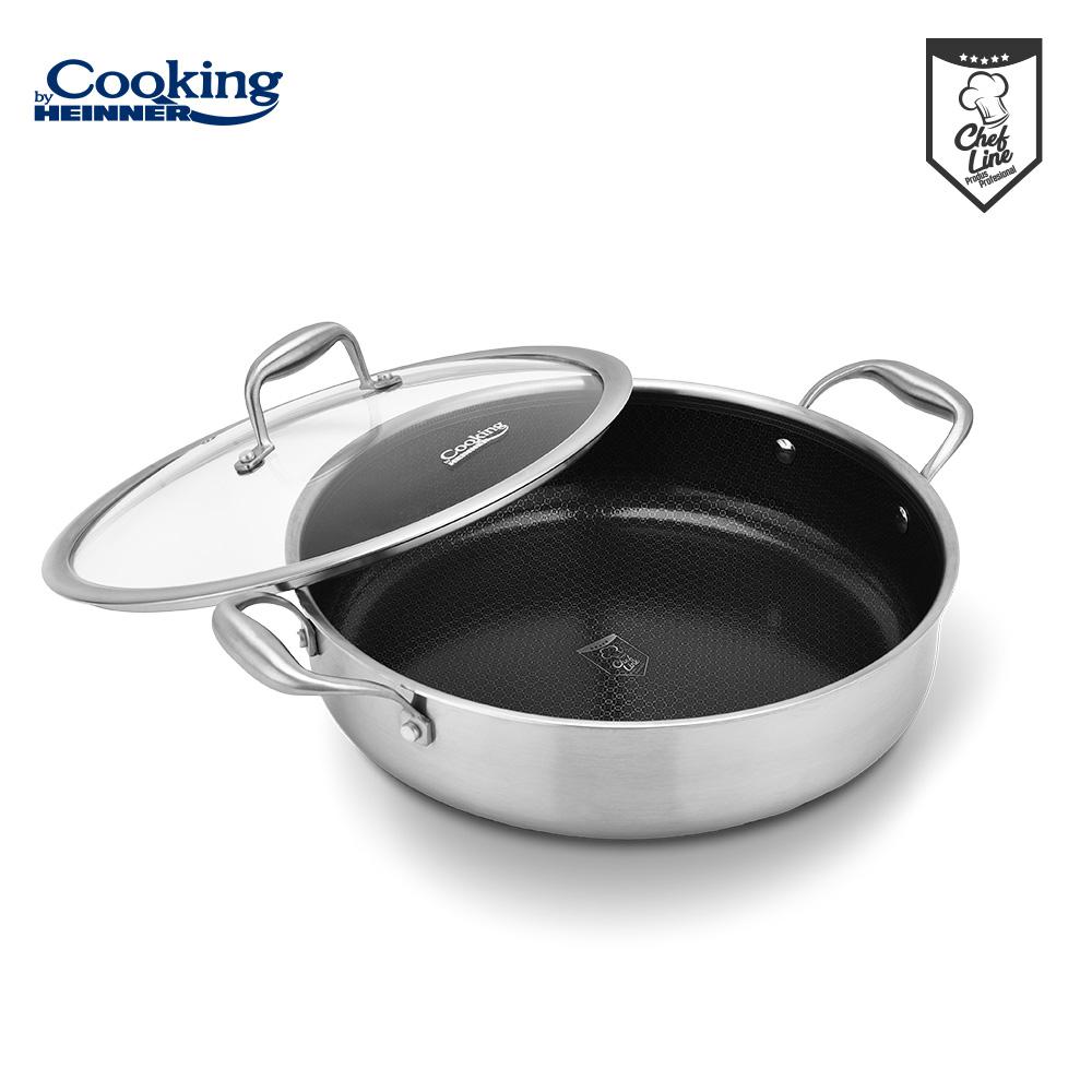Cratita cu capac sticla Cooking by Heinner Titanium, 3 straturi, inox, 30 x 7.8 cm, 4.8 L