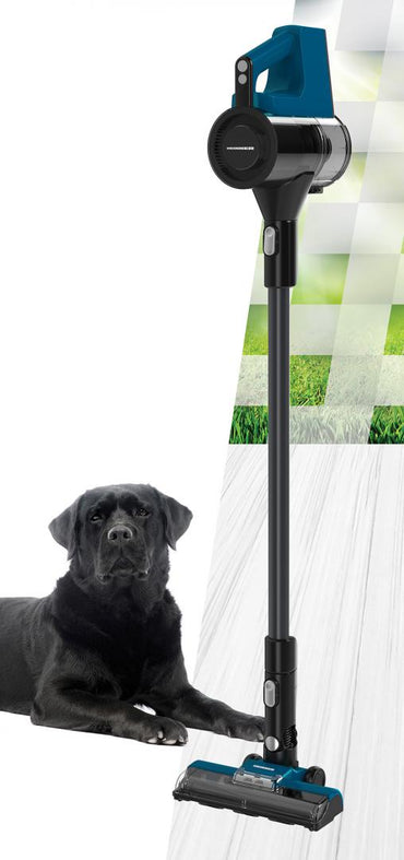 Aspirator vertical HEINNER V-GO MAX HSVC-MB22.2BL, filtrare ciclonica, acumulator li: 22.2v, putere: 300w si 3 viteze, putere absorbtie: 90w, autonomie max 20 min, 2 moduri de aspirare, capacitate recipient praf: 0.7l, filtru hepa, negru/albastru