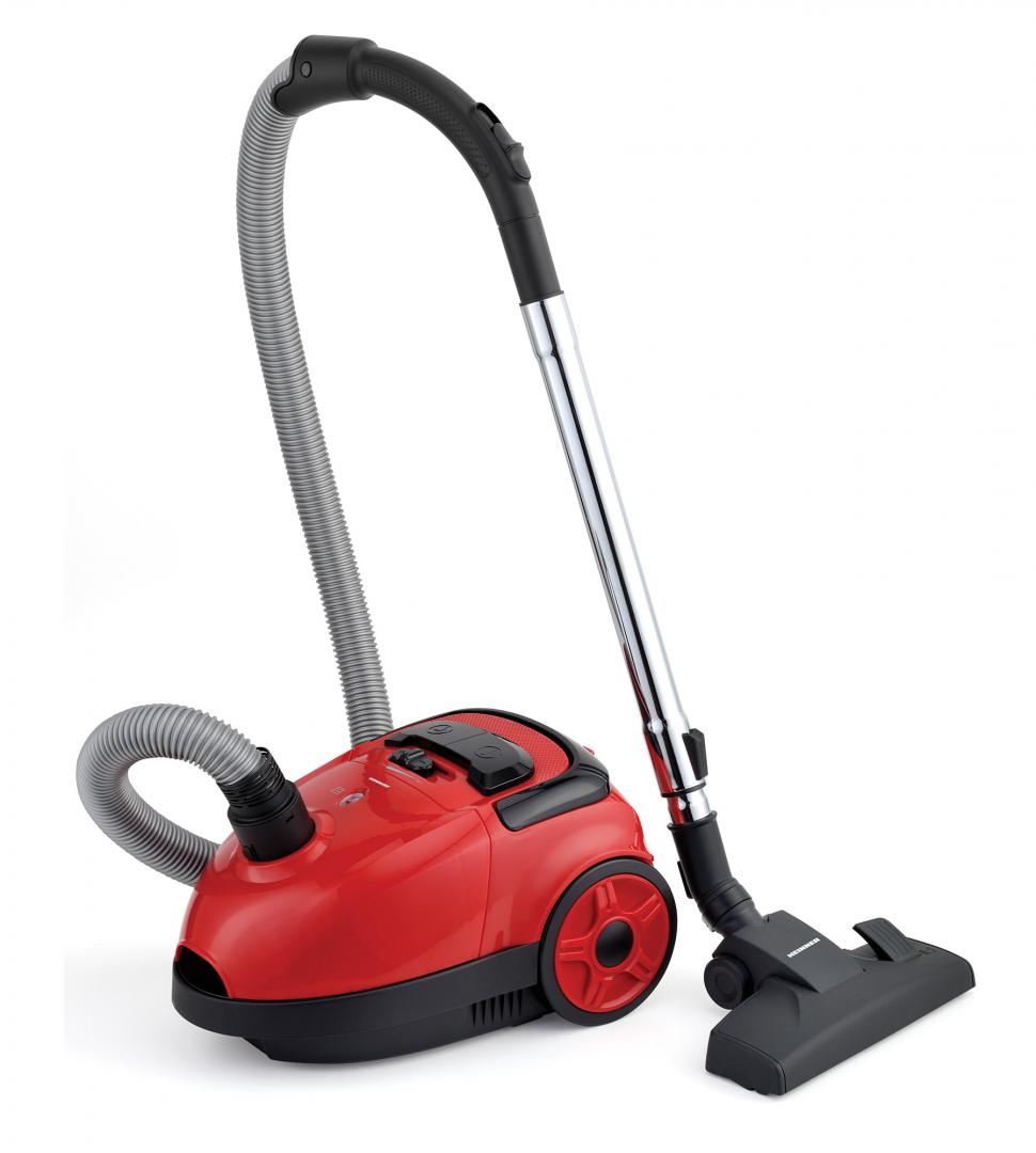 Aspirator cu sac Heinner HVC-VB750RD, putere 750W, putere de aspirare: 180W, sac textil 1.6 L, control variabil al puterii, nivel de zgomot: 78dB, Rosu