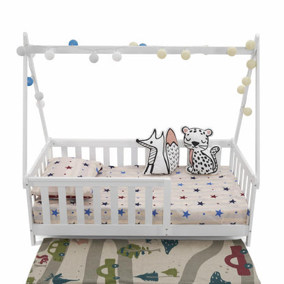 Pat casuta, alb 147.5x75cm, U-Grow