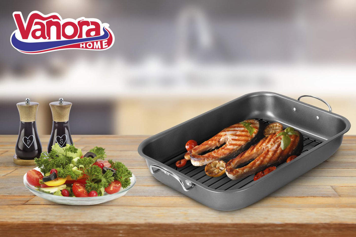 Tava pentru cuptor Vanora, cu grill, 39x29x6cm