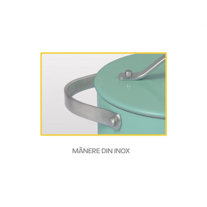 Set pentru gatit 5 piese din aluminiu presat, capace din aluminiu, acoperire ceramica cu aspect marmorat, baza inductie