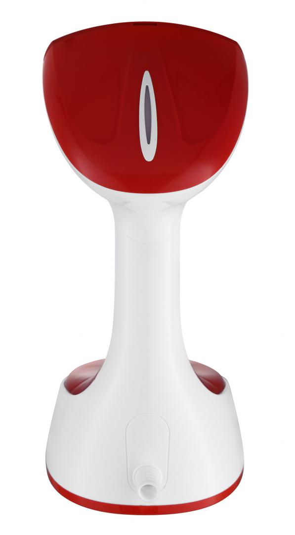 Aparat de calcat vertical Heinner Charon HGS-1400RD, 1240-1470W, talpa din inox, abur continuu cu buton blocare, rezervor apa fix, pliabil pentru depozitare usoara, perie inclusa, debit abur 18+-4g/min, capacitate rezervor apa 120ml, alb/rosu