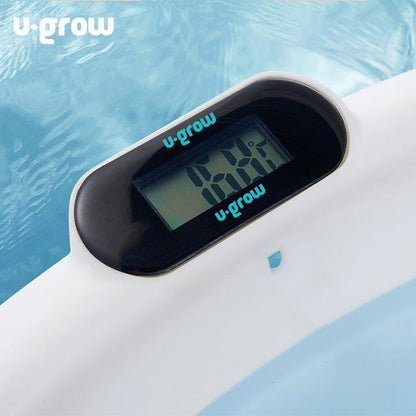 Cadita Cu Pernuta Pentru Bebelusi, Termometru Digital Incorporat, Pliabila, Dop Se Scurgere, Picioare Anti-Alunecare , Blue, U-Grow