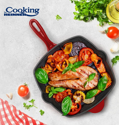 Tigaie grill Cooking by Heinner Red Line, fonta emailata, 26.5 x 4.5 cm