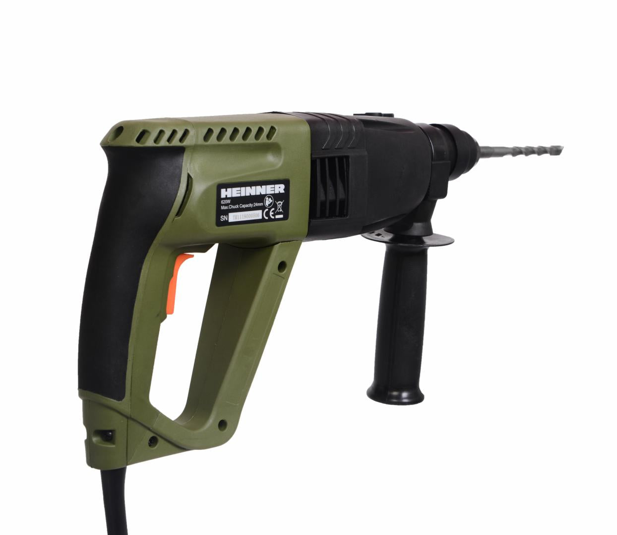 Ciocan rotopercutor Heinner VCRP003, 620 W, 1250 RPM, 6400 PPM, 2.2 J, 24 mm mandrina, accesorii incluse