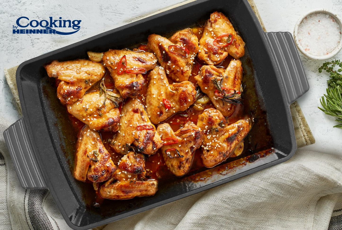 Tava Cooking by Heinner Marble Grey, fonta emailata, 33x23x7 cm