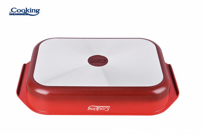 Tava Cooking by Heinner Red Line, aluminiu turnat, acoperire ceramica, 39.5 x 26 x 6.3 cm