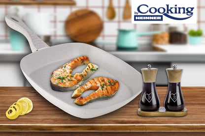 Tigaie grill aluminiu + capac, 28 x 4 cm, Mozaik Cooking By Heinner