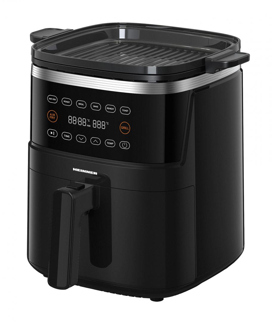 Friteuza cu aer cald Heinner Fry&Grill HAFG-B5BK2600, 2600W, capacitate 5L, 6 programe presetate, panou de comanda electronic, timp maxim de preparare: 60 min, Negru