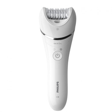 Epilator umed și uscat Philips BRE710/00, 5 accesorii, 32 pensete, utilizare fara fir, 2 setari viteza, opti-light, discuri ceramice, Argintiu
