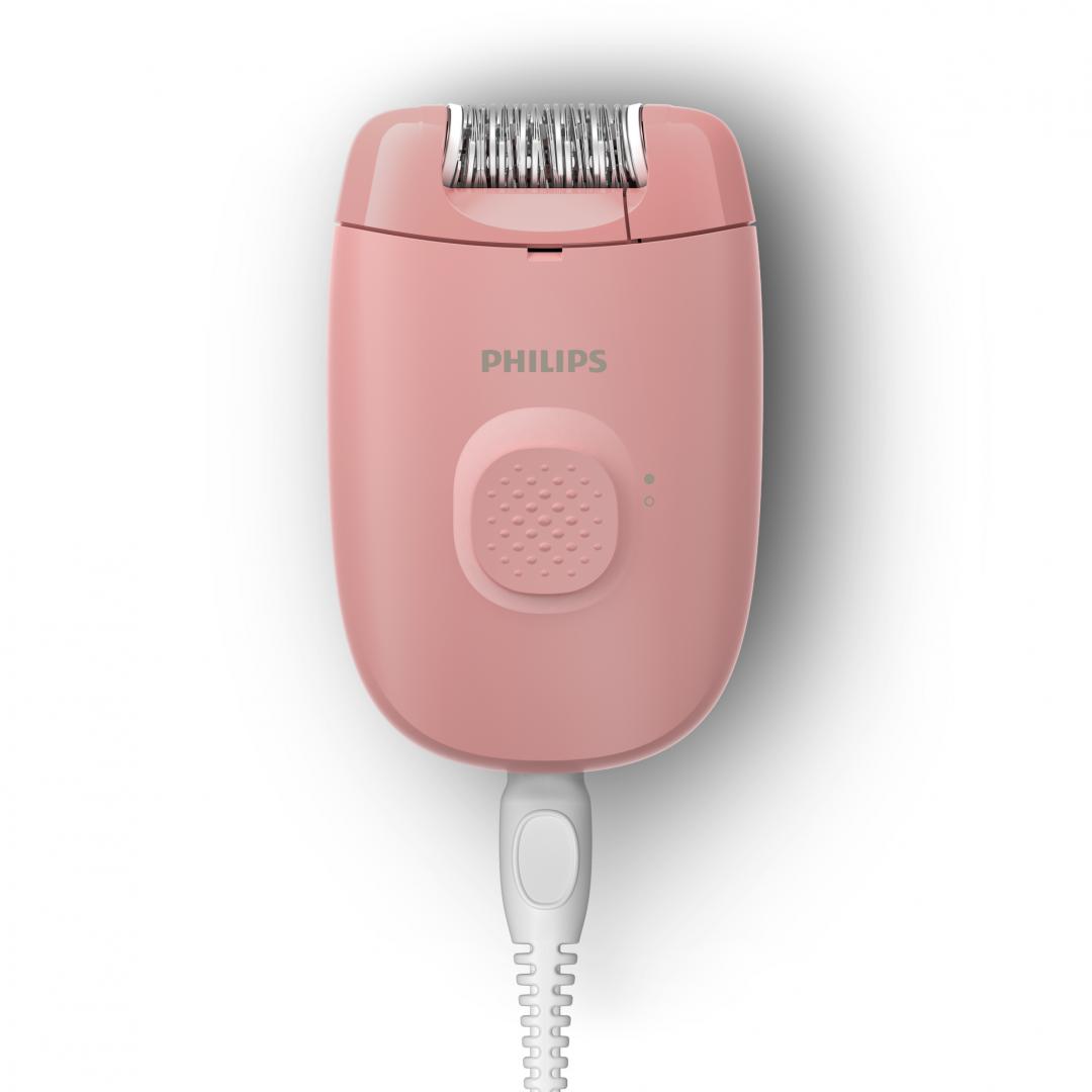 Epilator Philips Seria 2000 BRE227/00, 1 setare de viteza, cap de epilare lavabil, 1 accesoriu pentru corp si picioare, Roz
