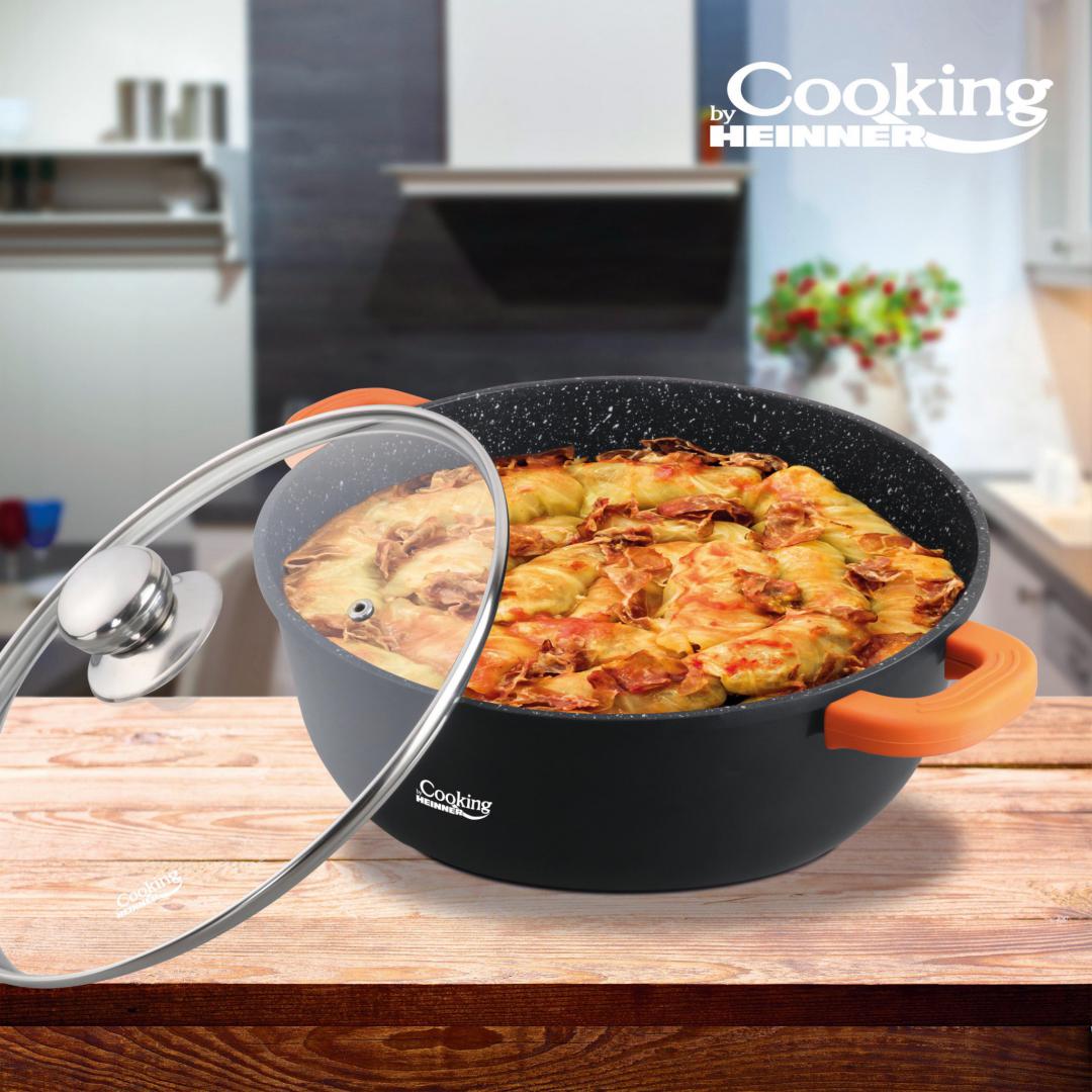 Semioala Aluminiu Turnat+Capac, 18.5 L, Dark Line, Cooking By Heinner