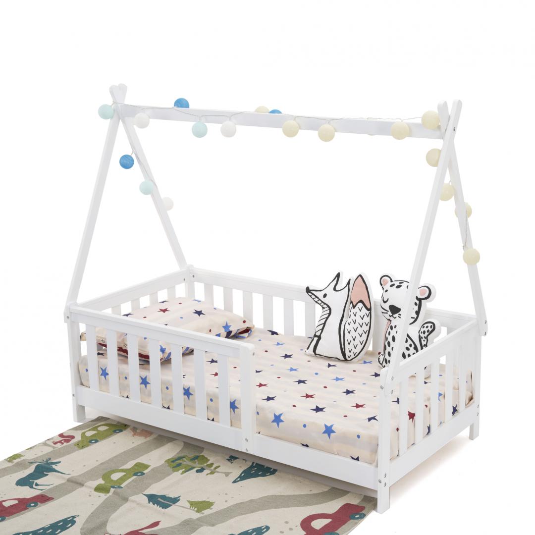 Pat casuta, alb 147.5x75cm, U-Grow