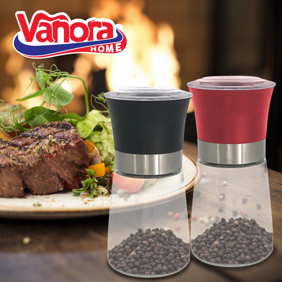 Rășniță ceramica sare și piper, Vanora, 13.5cm, negru, 160ml