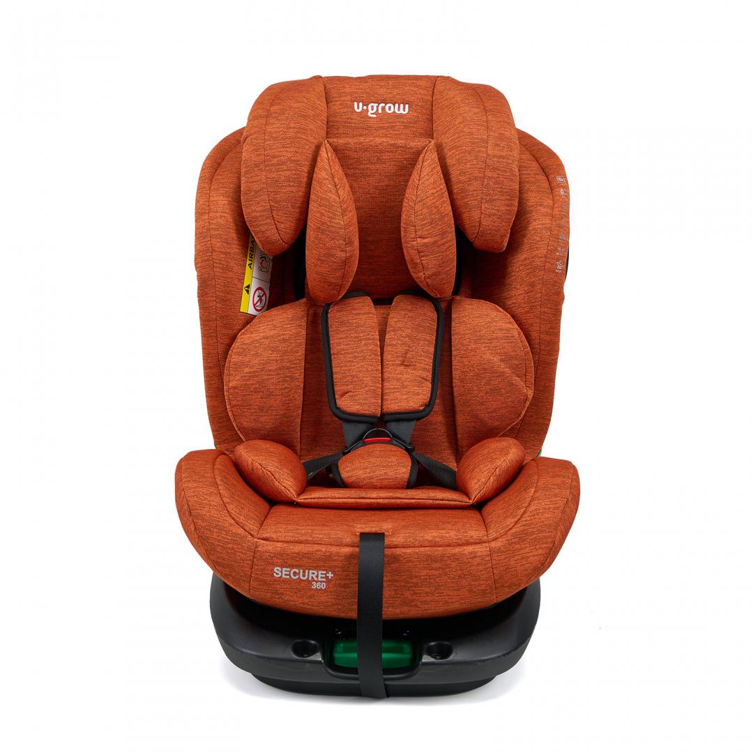 Scaun auto U-Grow Secure+ 40-150 cm ,360 grade , 4 pozitii de ajustare pe spate , 10 pozitii de ajustare a tetierei pe inaltime, Golden Cognac, U-Grow