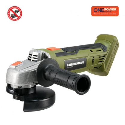 Polizor unghiular pe acumulator Heinner HR-LPU001, 18 V, 9500 RPM, 125 mm diametru disc, tehnologie OnePower, fara acumulator/incarcator