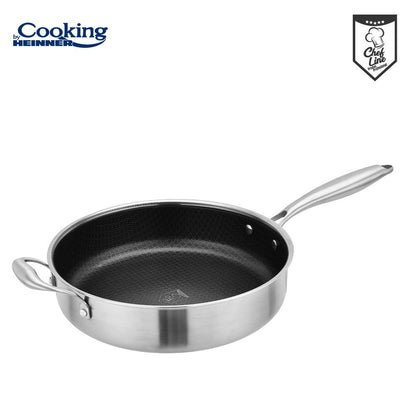 Tigaie adanca cu capac sticla Cooking by Heinner Titanium, 3 straturi, inox, 28 x 7.5 cm, 4.2 L