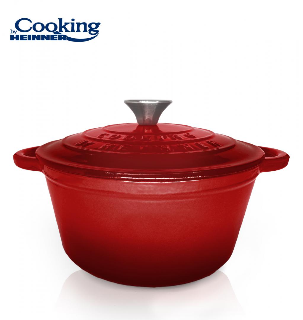 Oala 4l cu capac din fonta emailata Cooking by Heinner cu manere prindere, diametru 24 cm