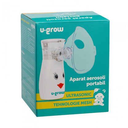 Aparat aerosoli U-Grow , portabil cu ultrasunete ,tehnologie silentoasa, masca de copii si adulti inclusa in pachet, design prietenos pentru copii