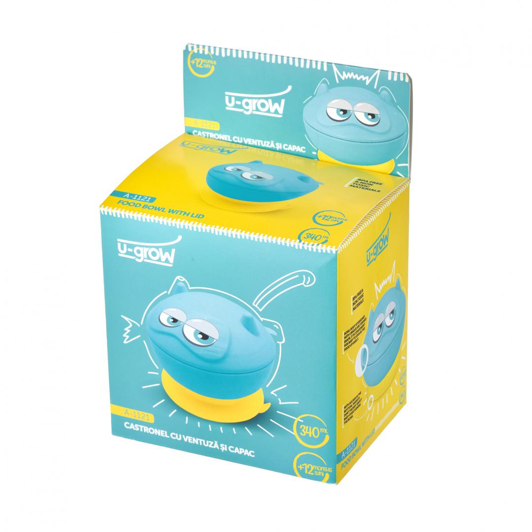Bol Cu Ventuza Si Capac 340 Ml, U-Grow