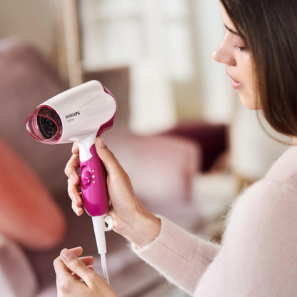 Philips SalonDry Compact BHD003/00 Uscator de par, 1400 W, pliabil, alb/roz