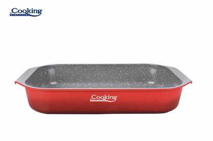 Tava Cooking by Heinner Red Line, aluminiu turnat, acoperire ceramica, 39.5 x 26 x 6.3 cm