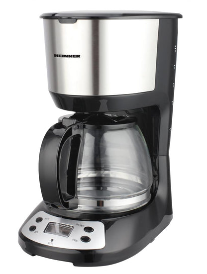 Cafetiera digitala Heinner Silvert Chatt HCM-D750GCSS, LCD, 1.25L, filtru si portfiltru detasabil, filtru din nailon, functie anti-scurgere, oprire automata, functie de mentinere la cald, 750W, negru/inox