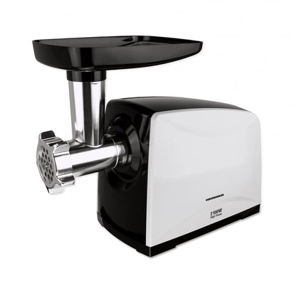 Masina de tocat carne Heinner MG-2100BKWH, 2100 W, accesoriu rosii, Cutit Inox, Negru/Alb