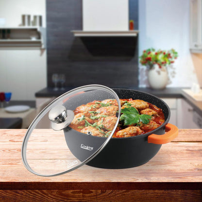 Semioala Aluminiu Turnat +Capac, , 6.5 L, Dark Line, Cooking By Heinner