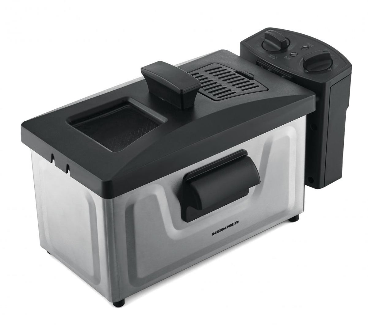 Friteuza Heinner HDF-1800SS, 1800 W, termostat reglabil, timer, 3 L, Inox