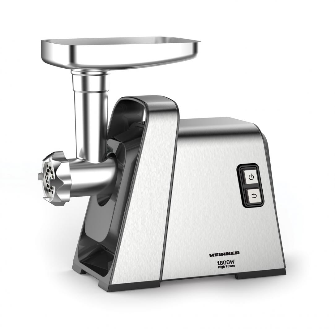 MASINA DE TOCAT HEINNER MG-Y1800X, Putere 1800W, Functie reverse, 3 site de taiere, Accesoriu de rosii si carnati, Argintiu