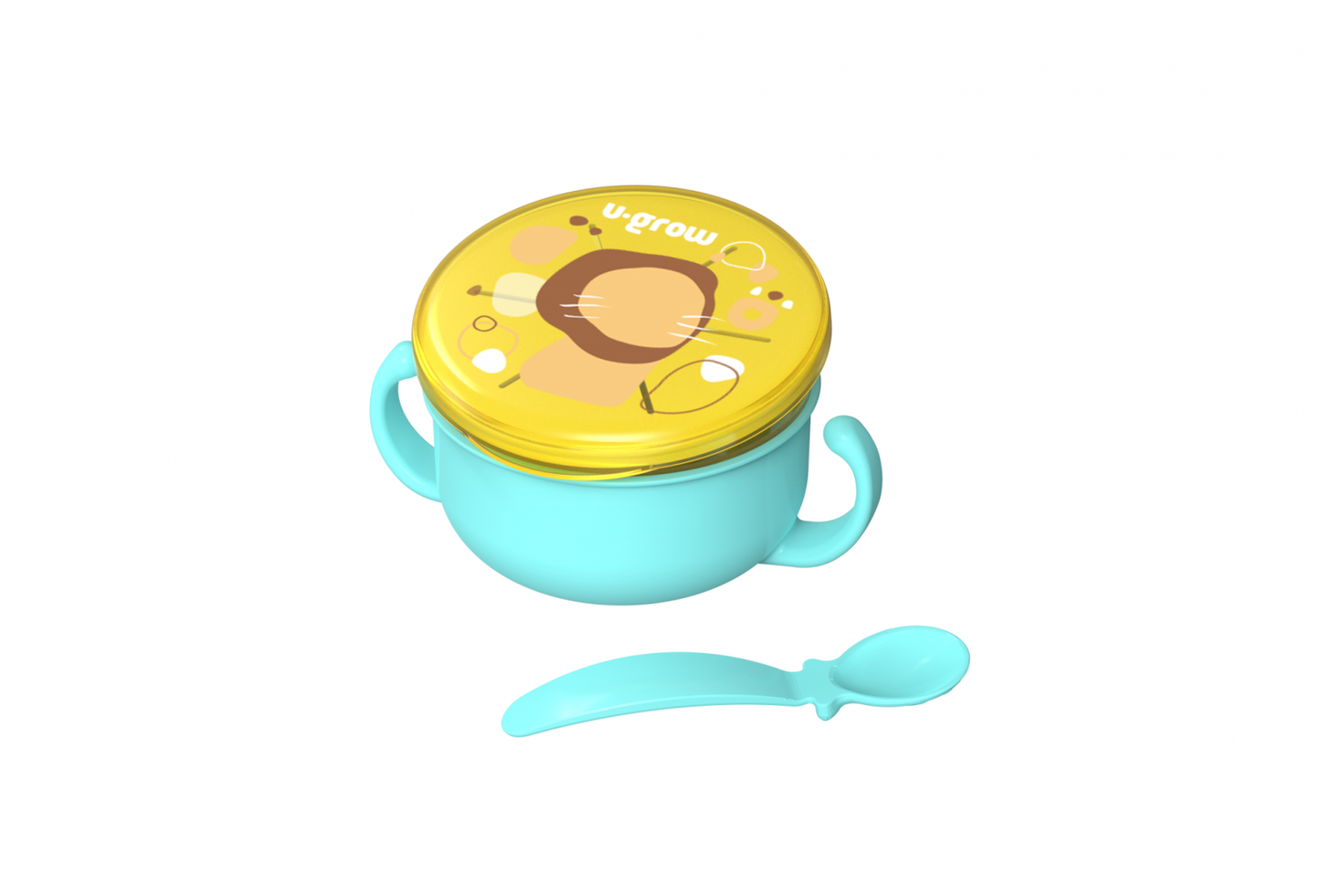 Bol 2 In 1 Pentru Snackuri Si Lingurita, Blue, U-Grow