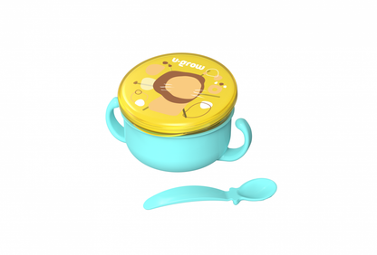 Bol 2 In 1 Pentru Snackuri Si Lingurita, Blue, U-Grow