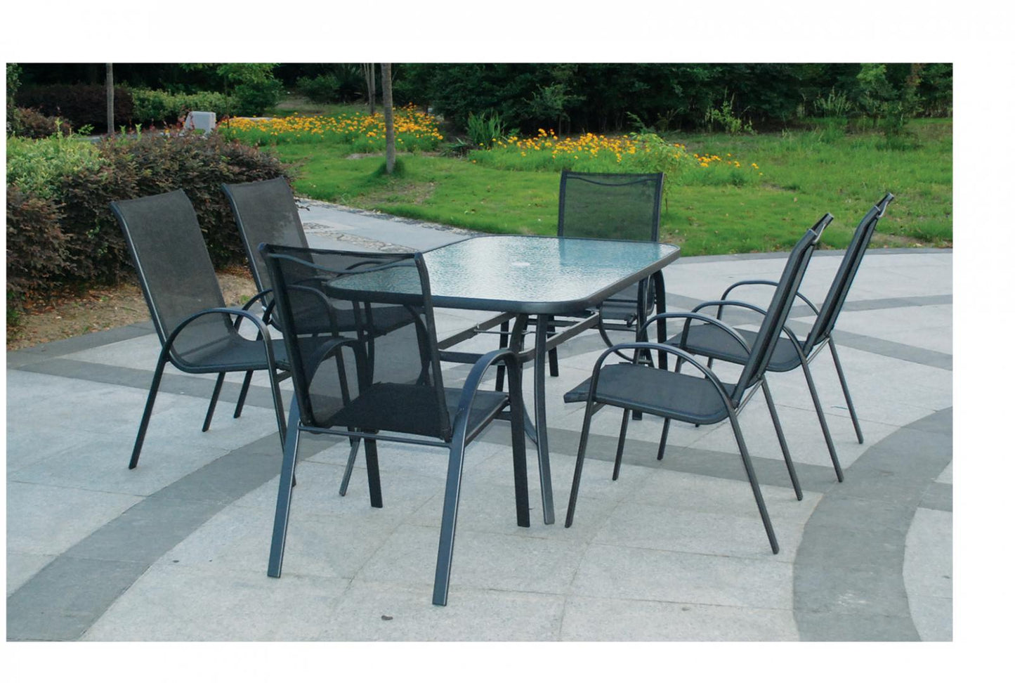 Set mobilier gradina/terasa Heinner, masa, 6 scaune, negru