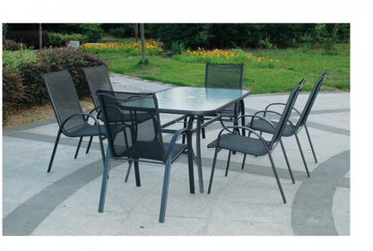 Set mobilier gradina/terasa Heinner, masa, 6 scaune, negru