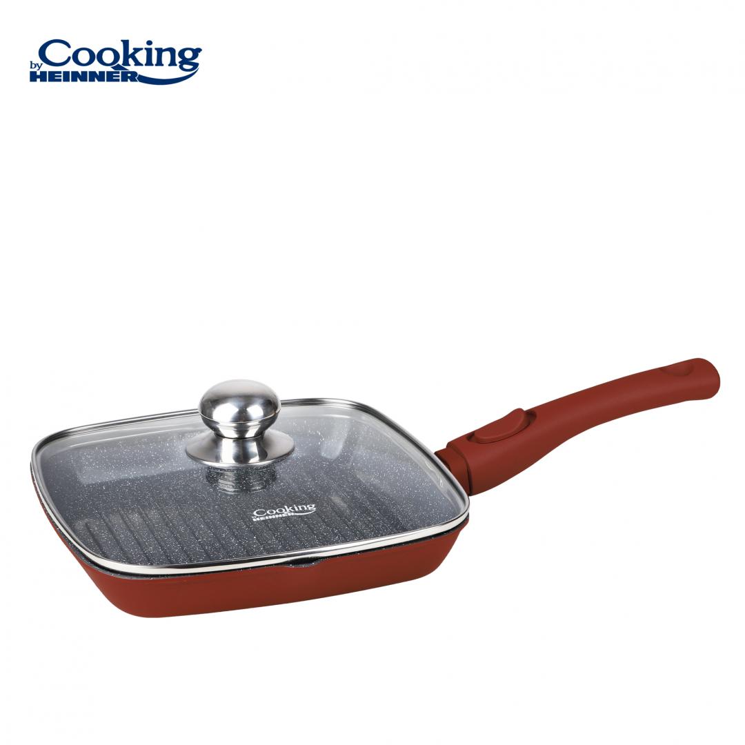 Tigaie grill cu capac Cooking by Heinner Calabria, aluminiu, 24x4cm