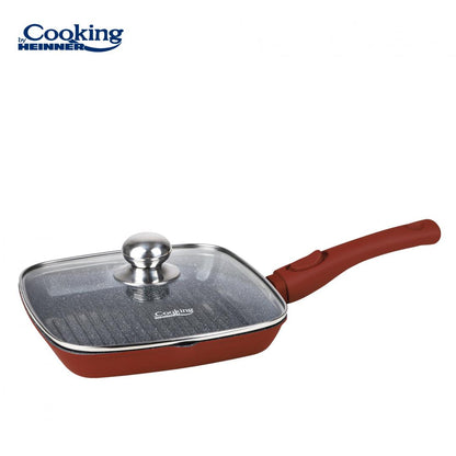 Tigaie grill cu capac Cooking by Heinner Calabria, aluminiu, 24x4cm