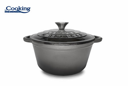 Cratita 2.9L Cooking by Heinner Marble Grey cu capac, fonta emailata, 22X9.5 cm