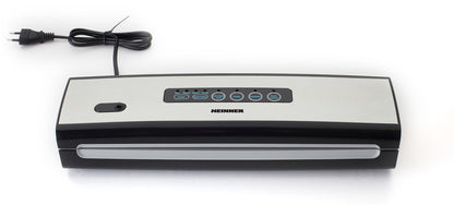 Aparat de vidat si sigilat Heinner Food Power 130 HAV-130BKSS, vidare si sigilare, vidare uscata/ umeda, rola pungi inclusa 20x200 cm, mini-cutter incorporat, compatibil cu pungi latime 30 cm, capacitate vidare 6 l/ min, 0.58 bar, 130W, argintiu