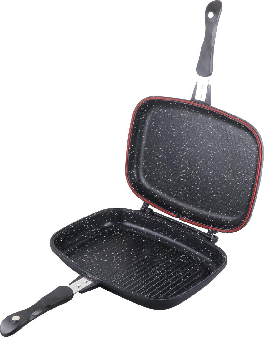 Tigaie dubla grill Cooking by Heinner Dark Line, dreptunghiulara, aluminiu, 32x24x7.5 cm