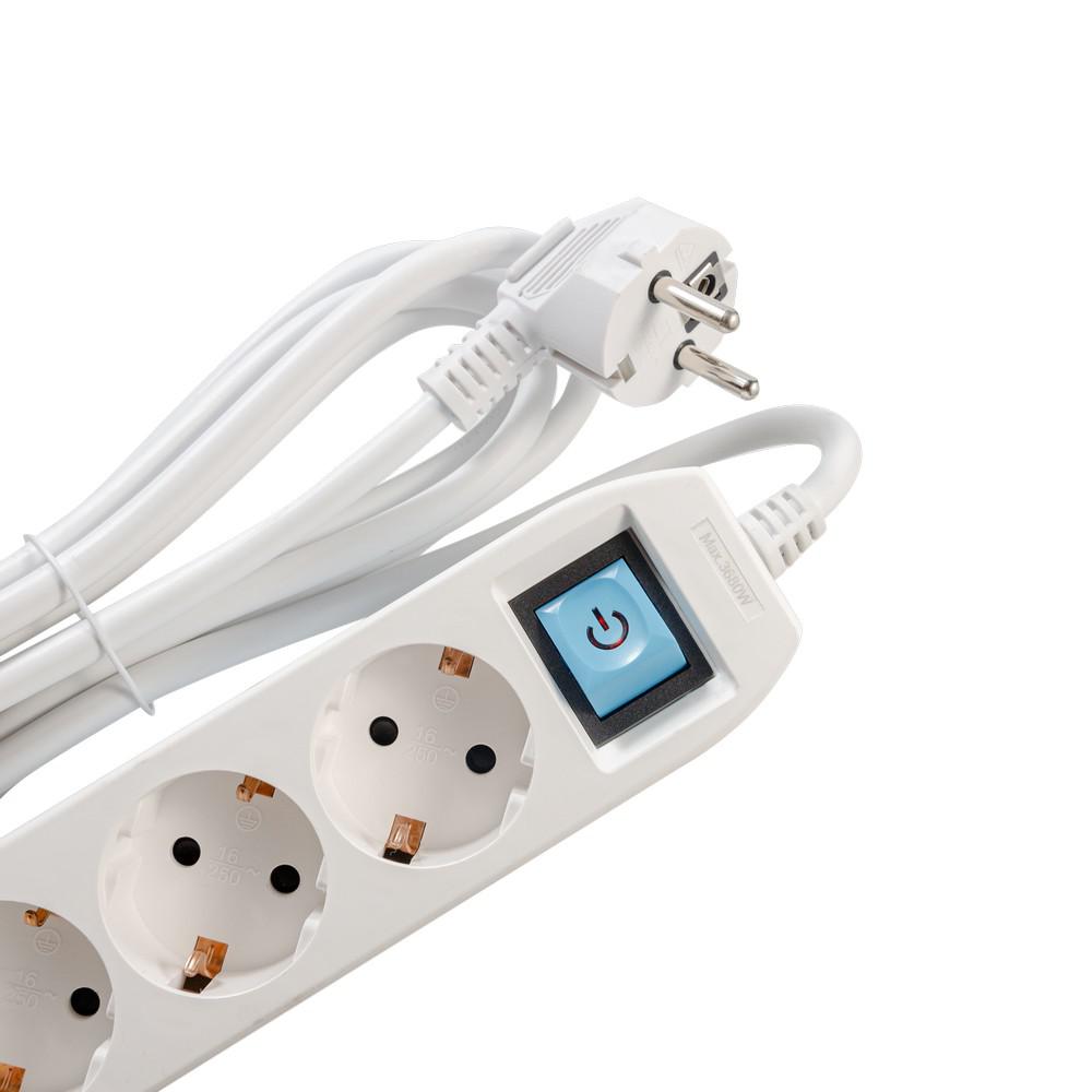 Prelungitor Spacer, Schuko X 3, Conectare Prin Schuko (T),Type-C X1, Usb X 1, 3.1A, Cablu 3M, 16 A, Max. , Protectie Copii, Protectie Supratensiune, -Alb