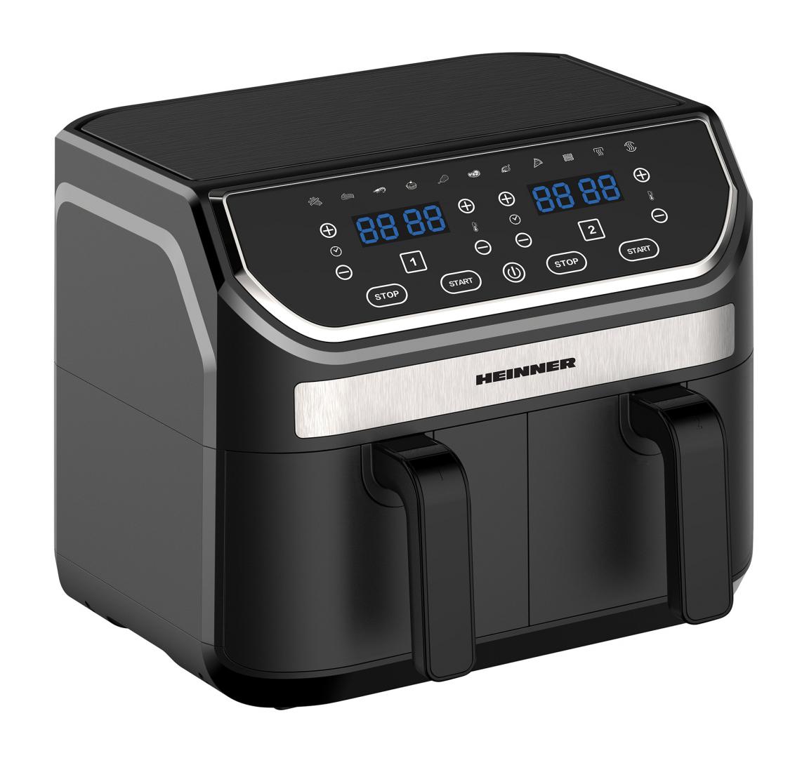 FRITEUZA DUBLA HEINNER DOUBLE MASTER HAF-KDB1700BK, Putere 1700W, Capacitate 8.5L, Display digital, 11 programe presetate, Negru