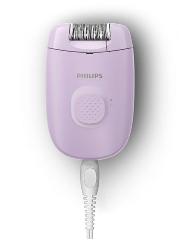 Epilator Philips Seria 2000 BRE237/00, 1 setare de viteza, cap de epilare lavabil, 2 accesorii pentru corp si zone sensibile, lumina LED, Lila