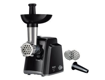 Masina de tocat carne Tefal Classic NE105838, 1400 W, 1.7 kg/min, Functie Reverse, 2 Site de tocat, Cutit cu functie de maruntire, Accesoriu pentru carnati