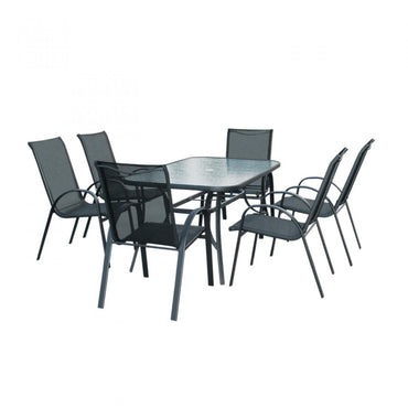 Set mobilier gradina/terasa Heinner, masa, 6 scaune, negru