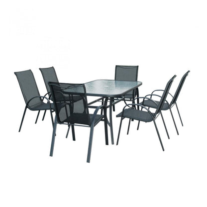 Set mobilier gradina/terasa Heinner, masa, 6 scaune, negru